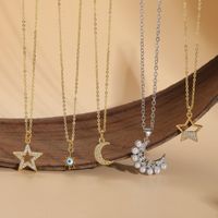 Elegant Sun Star Copper Plating Inlay Zircon 14k Gold Plated Necklace main image 1
