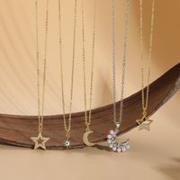Elegant Sun Star Copper Plating Inlay Zircon 14k Gold Plated Necklace main image 7