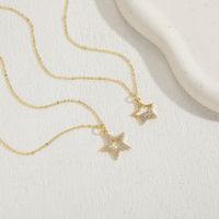 Elegant Sun Star Copper Plating Inlay Zircon 14k Gold Plated Necklace main image 6