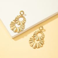 1 Pair Lady Solid Color Plating Pleated Alloy 14k Gold Plated Drop Earrings main image 4