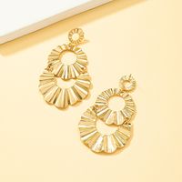 1 Pair Lady Solid Color Plating Pleated Alloy 14k Gold Plated Drop Earrings main image 5