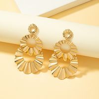 1 Pair Lady Solid Color Plating Pleated Alloy 14k Gold Plated Drop Earrings main image 3