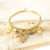 Estilo De Moda Brillante Mano Ojo Acero Inoxidable 304 Circón Pulsera Al Mayoreo main image 3