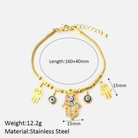 Estilo De Moda Brillante Mano Ojo Acero Inoxidable 304 Circón Pulsera Al Mayoreo sku image 1