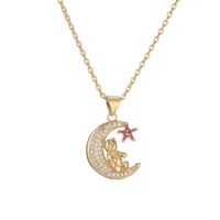 Style Ig Style Simple Ours Star Lune Le Cuivre Placage Incruster Zircon Plaqué Or Pendentif sku image 3