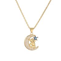 Style Ig Style Simple Ours Star Lune Le Cuivre Placage Incruster Zircon Plaqué Or Pendentif sku image 5