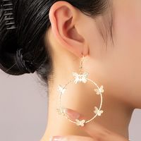 1 Pair Lady Round Butterfly Plating Alloy 14k Gold Plated Drop Earrings main image 1