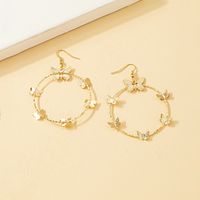 1 Pair Lady Round Butterfly Plating Alloy 14k Gold Plated Drop Earrings main image 4