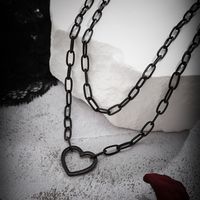 Wholesale Jewelry Exaggerated Punk Simple Style Irregular Heart Shape Alloy Iron Hollow Out Necklace main image 4