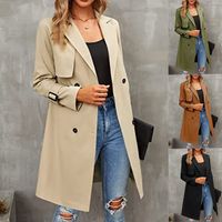 Women's Casual Classic Style Solid Color Double Breasted Coat Trench Coat main image 1
