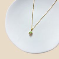 Lady Fruit Stainless Steel Alloy Copper White Gold Plated Gold Plated Rhinestones Zircon Pendant Necklace In Bulk main image 4