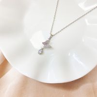 Lady Fruit Stainless Steel Alloy Copper White Gold Plated Gold Plated Rhinestones Zircon Pendant Necklace In Bulk main image 3