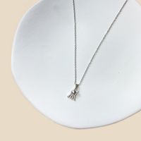 Simple Style Letter Graffiti Fish Stainless Steel Copper White Gold Plated Gold Plated Rhinestones Zircon Pendant Necklace In Bulk sku image 1