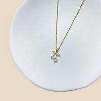 Simple Style Letter Graffiti Fish Stainless Steel Copper White Gold Plated Gold Plated Rhinestones Zircon Pendant Necklace In Bulk sku image 7