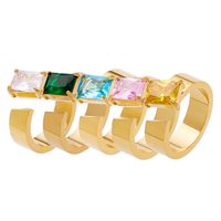 Hip-hop Vintage Style Round Square Stainless Steel Plating Inlay Zircon Gold Plated Open Rings main image 2