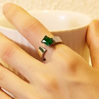 Hip-hop Vintage Style Round Square Stainless Steel Plating Inlay Zircon Gold Plated Open Rings main image 4