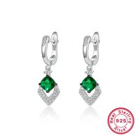 Luxurious Round Square Rhombus White Gold Plated Zircon Sterling Silver Wholesale Rings Earrings Necklace sku image 3