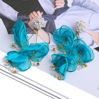 1 Pair Fashion Flower Cloth Handmade Rhinestones Women's Drop Earrings sku image 2