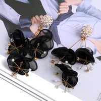 1 Pair Fashion Flower Cloth Handmade Rhinestones Women's Drop Earrings sku image 3