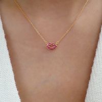 Lady Lips Alloy Inlay Artificial Gemstones Women's Pendant Necklace sku image 1