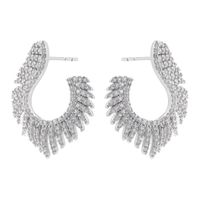 1 Pair Elegant Feather Plating Inlay Copper Zircon 18k Gold Plated Drop Earrings main image 3