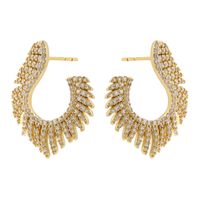1 Pair Elegant Feather Plating Inlay Copper Zircon 18k Gold Plated Drop Earrings main image 2
