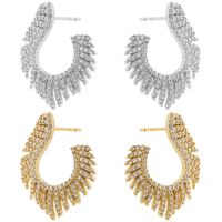 1 Pair Elegant Feather Plating Inlay Copper Zircon 18k Gold Plated Drop Earrings main image 1