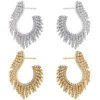 1 Paire Élégant La Plume Placage Incruster Le Cuivre Zircon Plaqué Or 18k Boucles D'oreilles main image 1