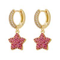 1 Pair Casual Elegant Pentagram Plating Inlay Copper Zircon 18k Gold Plated main image 4