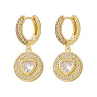 1 Pair Elegant Simple Style Heart Shape Plating Inlay Copper Zircon 18k Gold Plated Drop Earrings sku image 1