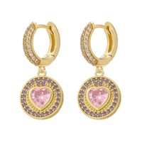 1 Pair Elegant Simple Style Heart Shape Plating Inlay Copper Zircon 18k Gold Plated Drop Earrings sku image 2