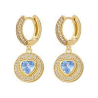 1 Pair Elegant Simple Style Heart Shape Plating Inlay Copper Zircon 18k Gold Plated Drop Earrings sku image 3