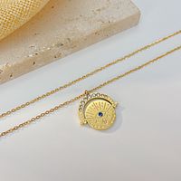 304 Stainless Steel Vintage Style Simple Style Inlay Devil'S Eye Artificial Gemstones Pendant Necklace main image 4