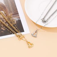Stainless Steel 18K Gold Plated Simple Style Classic Style Toggle Plating Heart Shape Necklace main image 1