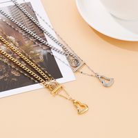 Stainless Steel 18K Gold Plated Simple Style Classic Style Toggle Plating Heart Shape Necklace main image 6