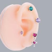 1 Piece Lady Classic Style Heart Shape Flower Butterfly Plating Inlay Copper Zircon Ear Studs Cartilage Earrings main image 2