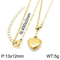 Stainless Steel 18K Gold Plated Simple Style Classic Style Toggle Plating Heart Shape Necklace sku image 10