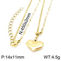 Stainless Steel 18K Gold Plated Simple Style Classic Style Toggle Plating Heart Shape Necklace sku image 9