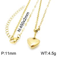Stainless Steel 18K Gold Plated Simple Style Classic Style Toggle Plating Heart Shape Necklace sku image 7