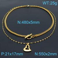 Stainless Steel 18K Gold Plated Simple Style Classic Style Toggle Plating Heart Shape Necklace sku image 17