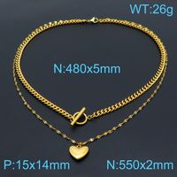 Stainless Steel 18K Gold Plated Simple Style Classic Style Toggle Plating Heart Shape Necklace sku image 18