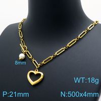 Stainless Steel 18K Gold Plated Simple Style Classic Style Toggle Plating Heart Shape Necklace sku image 15
