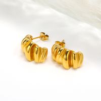 1 Pair Casual Elegant Modern Style Solid Color Plating Stainless Steel 14k Gold Plated Ear Studs main image 4