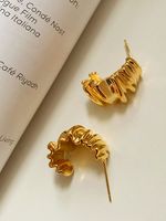 1 Pair Casual Elegant Modern Style Solid Color Plating Stainless Steel 14k Gold Plated Ear Studs main image 7