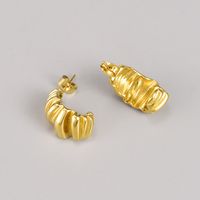 1 Pair Casual Elegant Modern Style Solid Color Plating Stainless Steel 14k Gold Plated Ear Studs main image 5