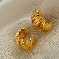 1 Pair Casual Elegant Modern Style Solid Color Plating Stainless Steel 14k Gold Plated Ear Studs main image 2