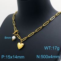 Stainless Steel 18K Gold Plated Simple Style Classic Style Toggle Plating Heart Shape Necklace sku image 16
