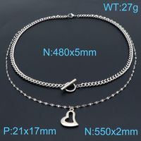 Stainless Steel 18K Gold Plated Simple Style Classic Style Toggle Plating Heart Shape Necklace sku image 13