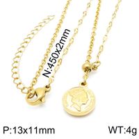 Stainless Steel Imitation Pearl 18K Gold Plated Retro Classic Style Toggle Portrait Layered Necklaces sku image 6