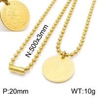 Stainless Steel Imitation Pearl 18K Gold Plated Retro Classic Style Toggle Portrait Layered Necklaces sku image 7